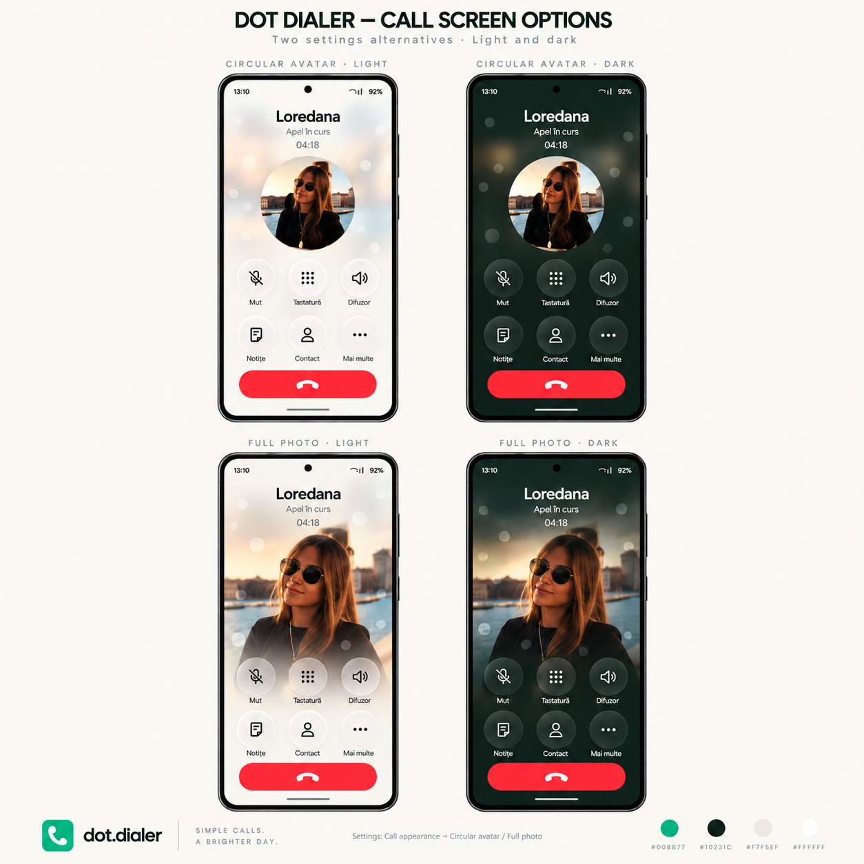 Dot Dialer — ecran aplicație